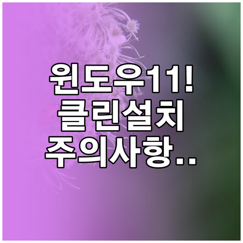윈도우11 수동 설치 방법 및 클린 설치 주의사항